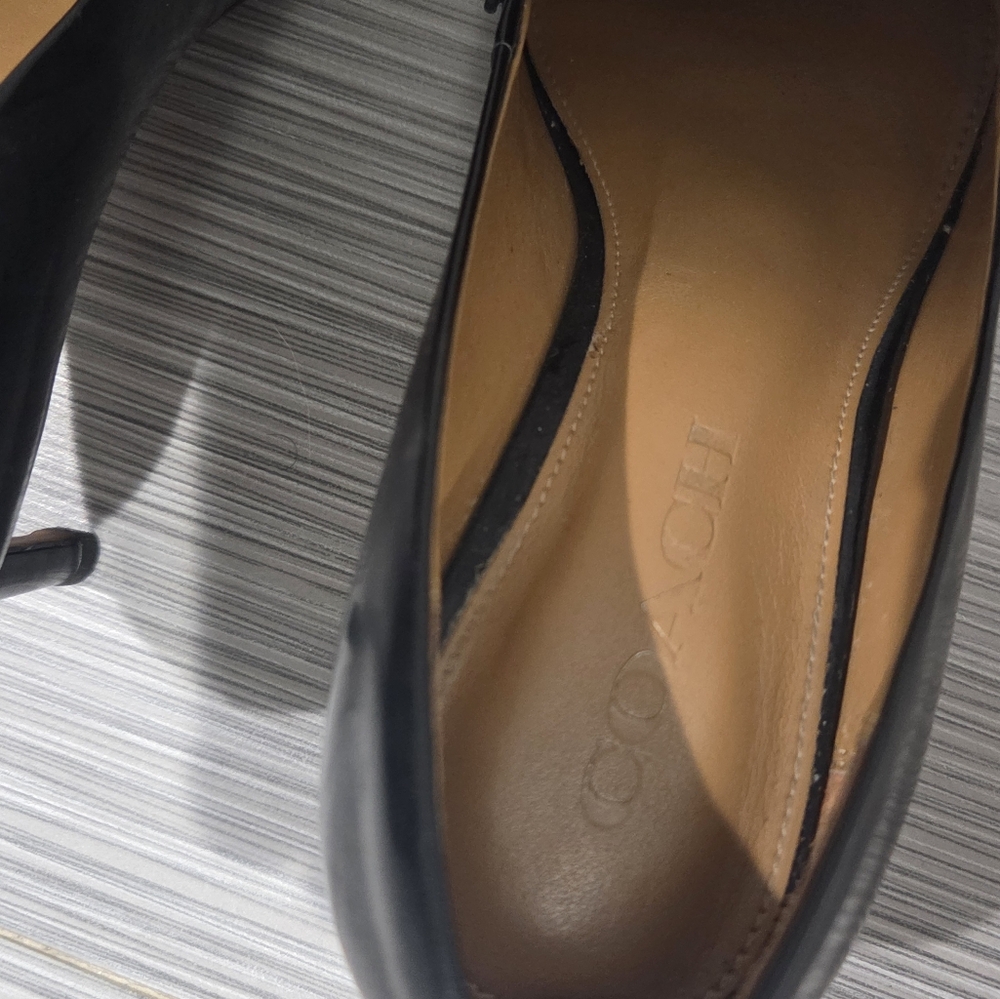 Coach Black Tassel Women's Heeled Loafers - Picture 5 of 10